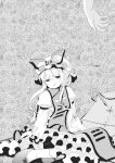  1girl comic dress gap greyscale hat highres mob_cap monochrome ooide_chousuke parasol tabard touhou umbrella yakumo_yukari 