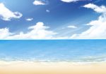  absurdres beach blue_sky clouds cloudy_sky day highres horizon light_rays no_humans ocean original outdoors sasakura_momiji scenery shore sky water water_surface waves 