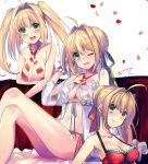  3girls fate/grand_order fate_(series) ittokyu multiple_girls multiple_persona nero_claudius_(swimsuit_caster)_(fate) saber_extra 
