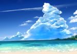  akine_eiri beach blue_sky clouds commentary_request day forest horizon nature no_humans ocean original outdoors scenery shore sky tree 