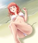  1girl ass bare_legs bare_shoulders bikini blush breasts celica_(fire_emblem) crying fire_emblem fire_emblem_15 fire_emblem_2 fire_emblem_echoes:_mou_hitori_no_eiyuuou fire_emblem_gaiden fire_emblem_heroes hairband intelligent_systems lips lying medium_breasts nintendo open_mouth reflection sad sand solo string_bikini swimsuit thor_(deep_rising) under_boob untied untied_bikini water white_bikini 