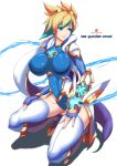  absurdres blonde_hair blue_eyes breasts erect_nipples ezreal fingerless_gloves genderswap genderswap_(mtf) gloves goggles goggles_on_head gradient_hair highres huge_breasts impossible_clothes impossible_leotard league_of_legends leotard magical_girl multicolored_hair star_guardian_ezreal tagme thigh-highs torahime_(roland00) zettai_ryouiki 