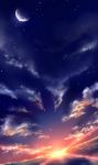  akine_eiri clouds cloudy_sky commentary_request evening moon night night_sky no_humans ocean original outdoors scenery sky star_(sky) starry_sky sunrise 