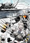  2girls ahoge akagi_(kantai_collection) akagi_(kantai_collection)_(cosplay) anchor battleship_(movie) camera cannon chains chinese comic commentary_request cosplay earrings explosion hair_over_one_eye highres japanese_clothes jewelry kantai_collection lexington_(cv-16)_(zhan_jian_shao_nyu) long_hair missouri_(zhan_jian_shao_nyu) movie_camera multiple_girls muneate number open_mouth pleated_skirt skirt star star_earrings thigh-highs translation_request turret ufo y.ssanoha zhan_jian_shao_nyu 
