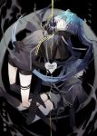  2girls bangs black_gloves black_legwear blue_hair capelet dual_persona gloves hair_between_eyes hatsune_miku heart kneehighs long_hair multiple_girls parted_lips rotational_symmetry smile thighs twintails unknown_mother_goose_(vocaloid) very_long_hair vocaloid yamakawa yellow_eyes 