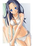  black_hair blue_eyes blush katahira_masashi long_hair original side-tie_bikini sketch smile swimsuit 