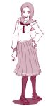  hand_on_hip long_skirt monochrome pantyhose pink saki saki_(series) school_uniform serafuku standing takei_hisa youki_aki yuuki_akira 
