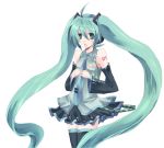  bad_id detached_sleeves green_eyes hatsune_miku headset long_hair mamesan necktie skirt thigh-highs thighhighs twintails very_long_hair vocaloid 