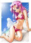  beach bikini blue_eyes darry_adai katahira_masashi long_hair pink_hair sitting sketch smile swimsuit tengen_toppa_gurren_lagann 