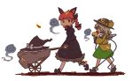  hat inishie kaenbyou_rin komeiji_koishi profile shanghai shanghai_doll simple_background touhou twin_braids walking wheelbarrow witch_hat 