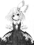  cat_eyes darkness fang fangs felisovum hair_ribbon hair_ribbons katzeh magic monochrome monster ribbon ribbons rumia slit_pupils touhou 