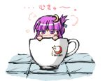  fechirin girl_in_a_cup in_container in_cup minigirl mukyuu patchouli_knowledge purple_eyes purple_hair solo teacup touhou violet_eyes 