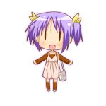 bag casual chibi hair_ribbon hair_ribbons hiiragi_tsukasa lowres lucky_star minami_(colorful_palette) purple_hair purse ribbon ribbons short_hair twintails 