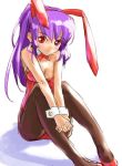  bunny_ears bunny_girl bunnysuit katahira_masashi long_hair original pantyhose purple_hair rabbit_ears red_eyes sitting sketch 