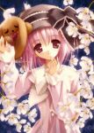  dog dress flower happy hat lily_(cafe_little_wish) pink_eyes pink_hair ribbon ribbons short_hair tinker_bell 