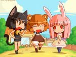  bear_ears bell bell_collar bunny_ears cat_ears cat_tail collar kuma-tan kumatanchi neko-kun pantyhose rabbit_ears rabi-tan shigatake tail 