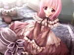  dress game_cg hat lily_(cafe_little_wish) pink_eyes pink_hair ribbon ribbons sad short_hair sitting tears tinker_bell water wet wet_clothes 