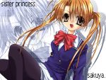  brown_hair jpeg_artifacts long_hair pantyhose sakuya_(sister_princess) school_uniform sister_princess twintails 