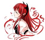  blush fechirin head_wings headwings heart koakuma long_hair profile red_eyes red_hair redhead sketch smoke touhou wings 