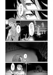 1boy 2girls comic covering_mouth dress greyscale hand_over_another&#039;s_mouth highres horns japanese_clothes kijin_seija kimono monochrome multicolored_hair multiple_girls ponytail sash streaked_hair touhou translation_request uu_uu_zan 