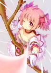  bow kaname_madoka magical_girl mahou_shoujo_madoka_magica pink_eyes pink_hair short_hair smile tagme weapon 