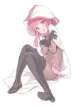  1girl :o bangs belt black_gloves blade_(galaxist) blunt_bangs blush bodystocking boots crossed_arms eyebrows_visible_through_hair full_body gloves hood hood_up hooded_capelet knees_up looking_at_viewer magia_record:_mahou_shoujo_madoka_magica_gaiden magical_girl mahou_shoujo_madoka_magica miniskirt navel open_mouth pink_eyes pink_hair pink_skirt self_hug short_hair_with_long_locks sidelocks simple_background sitting skirt solo tamaki_iroha thigh-highs thigh_boots white_background 
