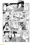  6+girls akatsuki_(kantai_collection) alternate_costume anchor_symbol bare_shoulders black_legwear breasts cleavage comic commentary crown flat_cap fubuki_(kantai_collection) fusou_(kantai_collection) greyscale hachimaki hand_on_own_cheek happi hat headband hibiki_(kantai_collection) ichininmae_no_lady ikazuchi_(kantai_collection) inazuma_(kantai_collection) japanese_clothes kantai_collection mini_crown mizumoto_tadashi monochrome multiple_girls non-human_admiral_(kantai_collection) pantyhose remodel_(kantai_collection) sarashi school_uniform serafuku translation_request verniy_(kantai_collection) warspite_(kantai_collection) 