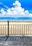  beach blue_sky boat clouds cloudy_sky commentary_request day highres hirota_(masasiv3) horizon no_humans ocean outdoors sailboat scenery shore sky summer watercraft 