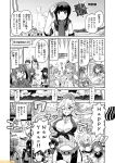  6+girls :d ahoge akatsuki_(kantai_collection) alternate_costume bell beret breasts cleavage comic commentary eyebrows_visible_through_hair flat_cap fubuki_(kantai_collection) gloves greyscale hair_over_one_eye hamakaze_(kantai_collection) happy_new_year hat ikazuchi_(kantai_collection) inazuma_(kantai_collection) iowa_(kantai_collection) irako_(kantai_collection) isokaze_(kantai_collection) kantai_collection kuma_(kantai_collection) large_breasts long_hair mamiya_(kantai_collection) mikuma_(kantai_collection) mizumoto_tadashi mogami_(kantai_collection) monochrome multiple_girls muneate new_year non-human_admiral_(kantai_collection) open_mouth partly_fingerless_gloves pola_(kantai_collection) salute scarf school_uniform serafuku short_hair sidelocks smile star star-shaped_pupils symbol-shaped_pupils tama_(kantai_collection) tanikaze_(kantai_collection) translation_request twintails urakaze_(kantai_collection) yugake zara_(kantai_collection) zuikaku_(kantai_collection) 