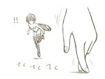  !! 1girl closed_eyes comic fairy fairy_wings fingernails greyscale hands minigirl monochrome pointy_ears sawany short_hair simple_background sketch surge_concerto thigh-highs translation_request white_background wings 