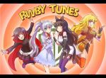  4girls blake_belladonna company_connection iesupa logo_parody looney_tunes multiple_girls ruby_rose rwby warner_bros weiss_schnee yang_xiao_long 