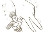  /\/\/\ 1girl closed_eyes comic fairy fairy_wings fingernails from_behind grabbing greyscale hands minigirl monochrome pointy_ears sawany short_hair sketch surge_concerto thigh-highs translated wings 