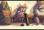  cat dog holding koto_inari old_woman pet_carrier rabbit reisen_udongein_inaba smile staring touhou veterinarian waiting wide-eyed 