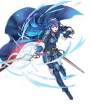  armor blue_eyes blue_hair cape falchion_(fire_emblem) fingerless_gloves fire_emblem fire_emblem:_kakusei fire_emblem_heroes full_body gloves looking_at_viewer lucina maiponpon official_art open_mouth solo sword tiara weapon 