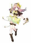  1girl atelier_(series) atelier_lydie_&amp;_soeur blush boots bow full_body gun hairband long_hair multicolored_hair official_art pink_eyes pink_hair purple_hair simple_background soeur_marlen solo thigh-highs two-tone_hair weapon white_background yuugen 
