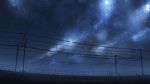  blue cable commentary grass mclelun night night_sky no_humans outdoors railing road scenery sky star_(sky) starry_sky 