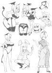  animal_ears arched_back ass bare_legs bent_over blouse bra breasts cleavage demon_tail demon_wings garter_belt glasses head_wings index_finger_raised inkling kneeling koakuma large_breasts long_skirt looking_at_viewer maru_rx miniskirt monochrome multiple_views navel one_eye_closed panties pleated_skirt puffy_short_sleeves puffy_sleeves rabbit_ears reisen_udongein_inaba shoes short_hair short_sleeves skirt smile splatoon standing tail touhou underwear underwear_only wings yagokoro_eirin 