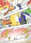  battle bisharp comic fire highres infernape noel_(noel-gunso) pokemon pokemon_(creature) 