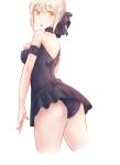  artoria_pendragon_(all) ass bare_shoulders blonde_hair cropped_legs fate_(series) from_below kuma_(a470474962) saber saber_alter sketch surprised swimsuit white_background yellow_eyes 