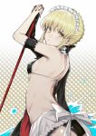  1girl artoria_pendragon_(swimsuit_rider_alter)_(fate) ass back bikini black_bikini black_nails blonde_hair breasts fate/grand_order fate_(series) jacket looking_at_viewer maid_headdress nail_polish pinch_(nesume) sideboob small_breasts solo swimsuit yellow_eyes 