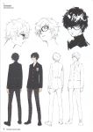  1boy absurdres black_hair character_sheet glasses highres kurusu_akira looking_at_viewer messy_hair official_art persona persona_5 plaid scan school_uniform soejima_shigenori turtleneck 