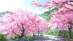  background blue_sky cherry_blossoms clouds commentary dao_dao day evening forest grass hill landscape mountain nature no_humans original outdoors plant road scenery sky stone tree 