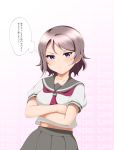  blue_eyes grey_hair seifuku short_hair watanabe_you 