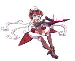  1girl ahoge bare_shoulders covered_navel elbow_gloves gloves headgear leotard long_hair looking_at_viewer mutsuki_riichi purple_hair red_gloves senki_zesshou_symphogear solo thigh-highs transparent_background twintails very_long_hair violet_eyes weapon yukine_chris 