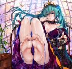  1girl aqua_eyes aqua_hair barefoot feet hatsune_miku long_hair misako12003 soles solo toes twintails vocaloid 