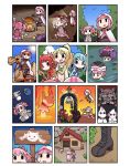  5girls akino_kaede astronaut bangs black_boots blonde_hair blue_hair blue_ribbon blue_sky blunt_bangs boned_meat boots brown_eyes brown_gloves bush camel campfire clothes_removed comic crab_claw cross-laced_footwear earth floating food forest fork gloves hair_ribbon headlight hood house kaname_madoka knife kyubey lace-up_boots long_hair magia_record:_mahou_shoujo_madoka_magica_gaiden magical_girl mahou_shoujo_madoka_magica meat midriff minami_rena multiple_girls nature papa pink_eyes pink_hair pink_ribbon pointing ponytail redhead ribbon riding river short_hair short_twintails sidelocks sign silent_comic sitting sky space staff sweatdrop tamaki_iroha terminator_2:_judgement_day thumbs_up togame_momoko translation_request twintails wading walking_stick witch_(madoka_magica) 