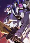  degarashi_(ponkotsu) glowing glowing_eyes gundam gundam_bael gundam_tekketsu_no_orphans holding holding_sword holding_weapon mecha solo sword weapon 