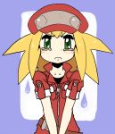  1girl cabbie_hat crying green_eyes hat jacket long_hair looking_at_viewer muu_(mumumer) red_jacket rockman_dash_3 roll_caskett solo 