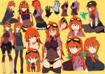  absurdres amano_tora aqua_eyes earrings goggles goggles_on_head highres kazenoko multiple_views orange_hair original 