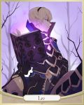  1boy armor blonde_hair book cape card_(medium) fire_emblem fire_emblem_if gloves highres holding holding_book horse leon_(fire_emblem_if) riding solo 